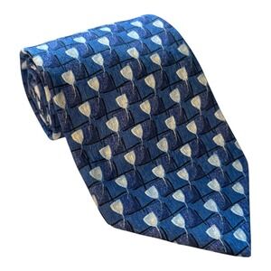 Canali Necktie Mens Blue Silk Geometric Pattern Made in Italy Luxury One Size